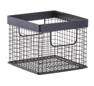 black wire metal storage basket
