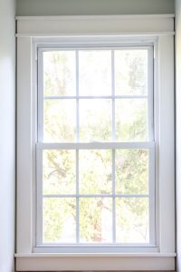 finished DIY craftsman style trim on window