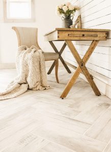 herringbone wood look tile floor