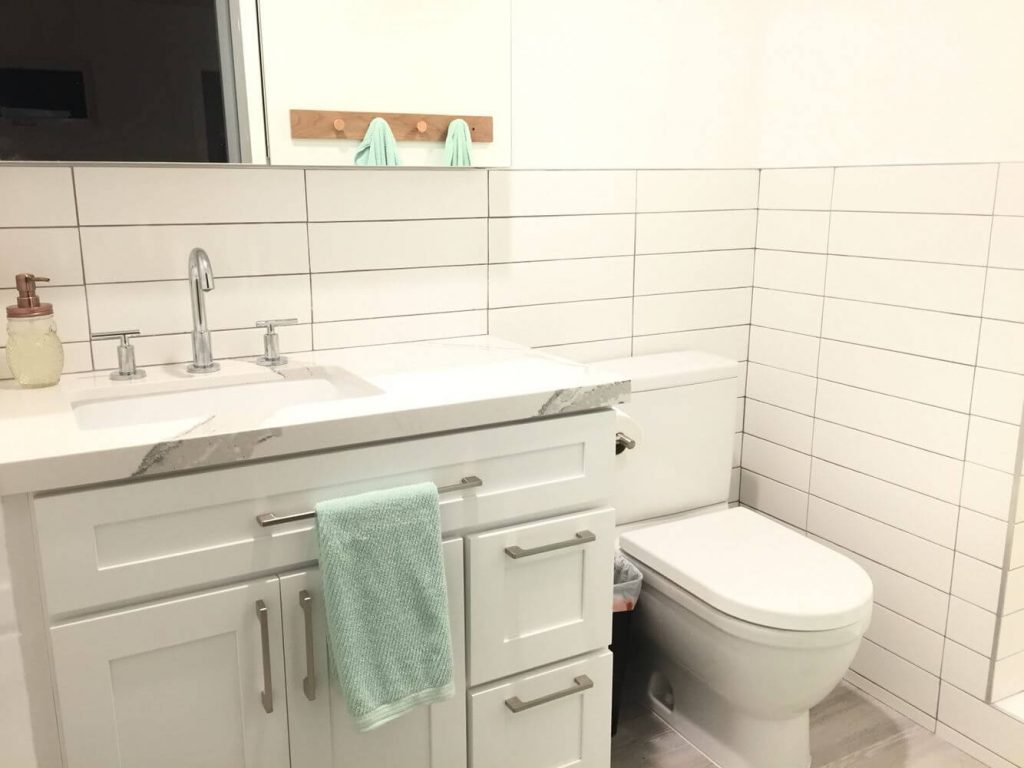 straight lay tile in bathroom