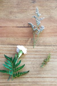 flowers on a wood table background