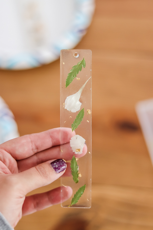 DIY resin bookmark with flowers