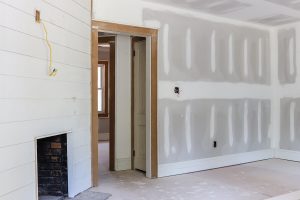 unpainted drywall in investment property flip house