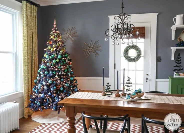 White And Blue Christmas Decor Ideas Dining Room Tour Don't Skip These Blue Christmas Decorations - Living Letter Home