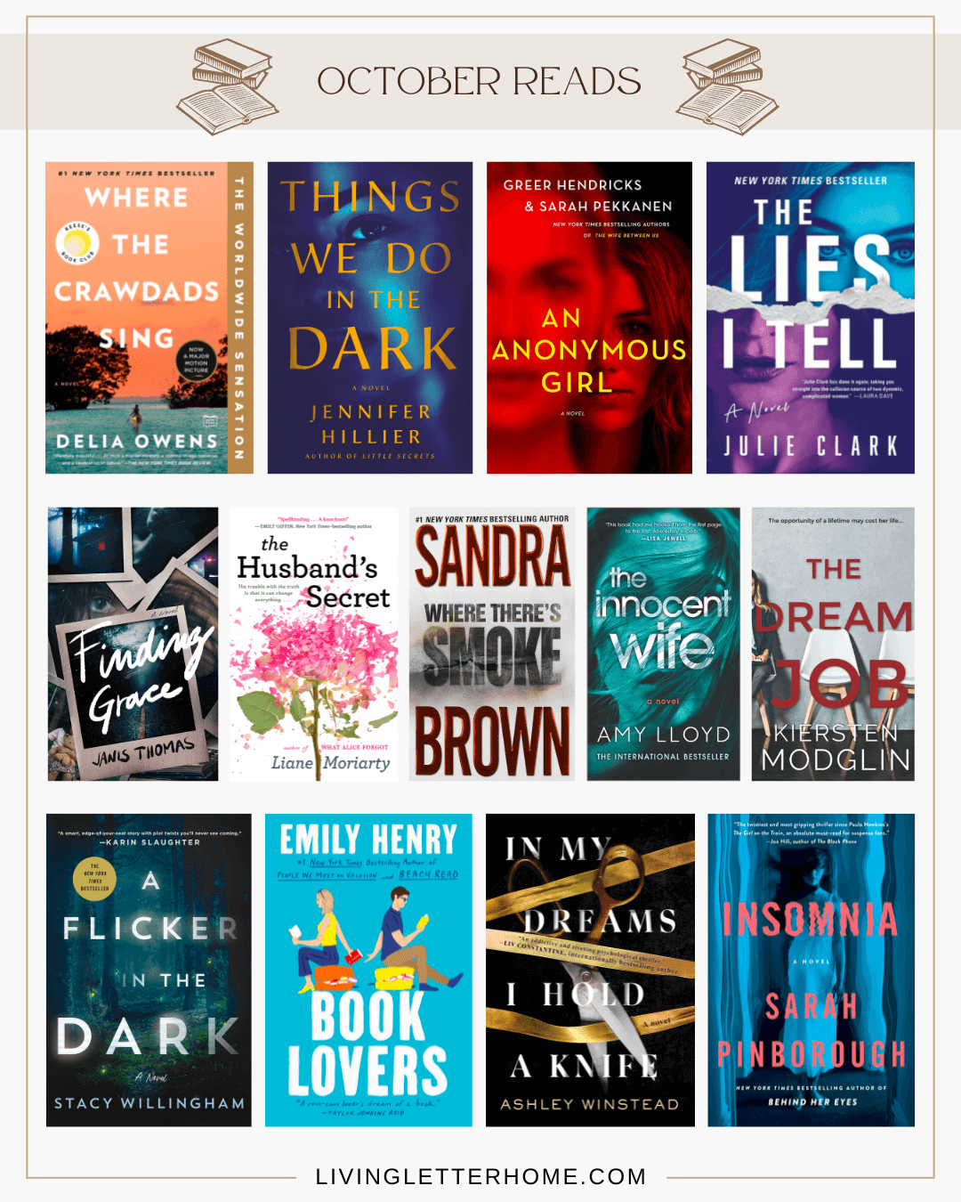 graphic of book covers with october reads on it