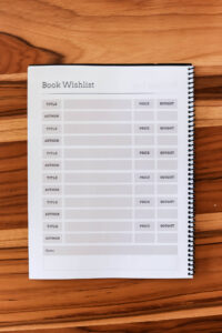 closeup of book wishlist tracker