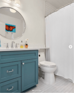 bathroom with vanity painted benjamin moore aegean teal
