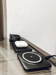 trifold portable charger laying on dresser