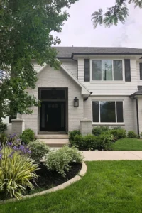 exterior of house showcasing simple landscaping ideas