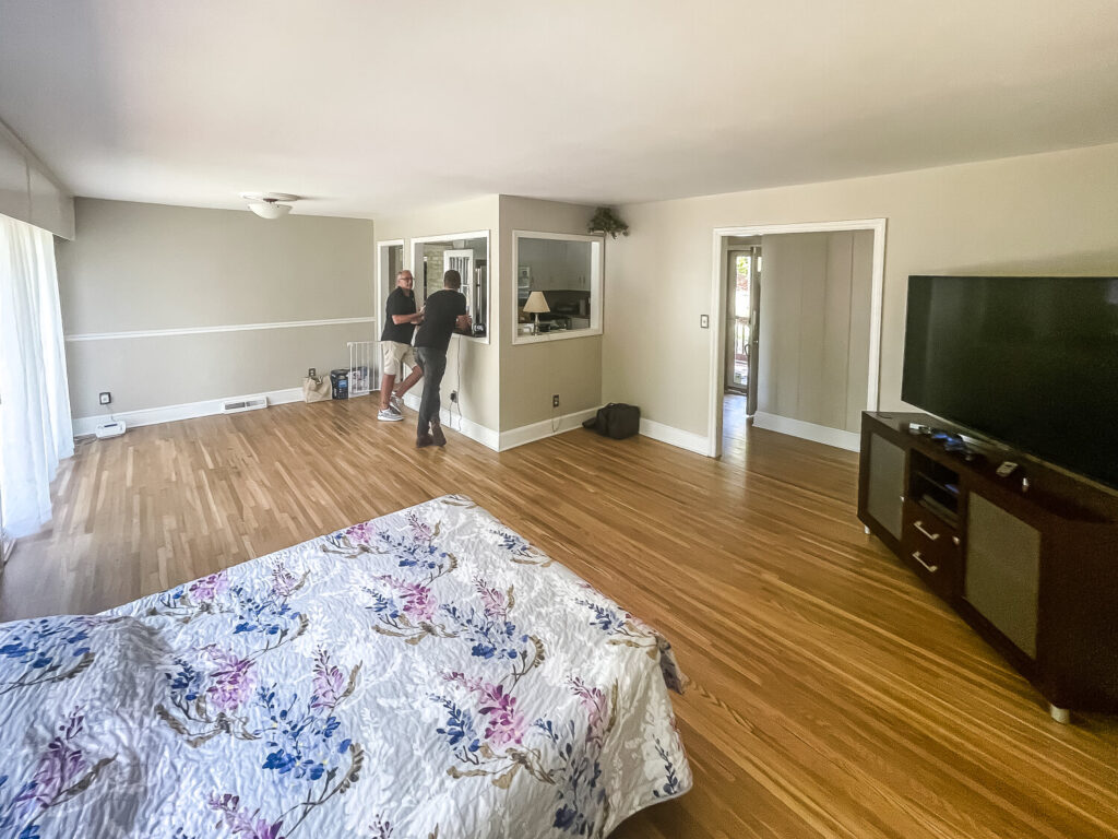 bed in the living room
